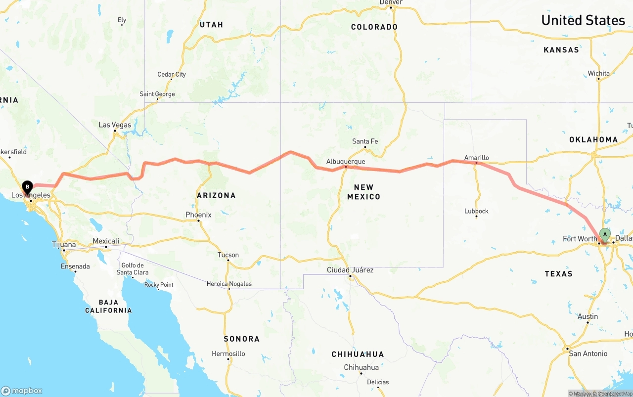 Shipping route from Arlington to Bob Hope Airport