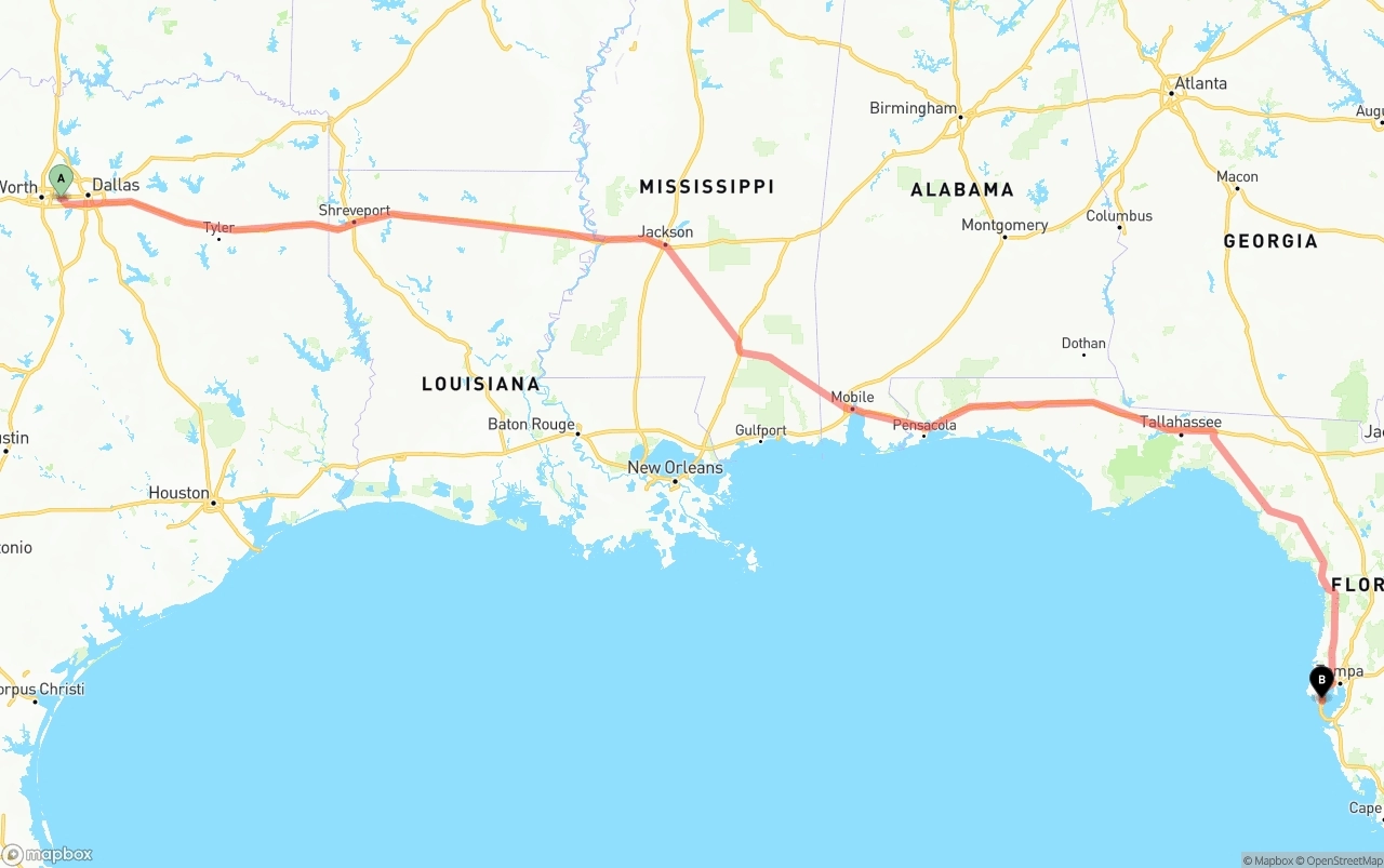 Shipping route from Arlington to St. Petersburg