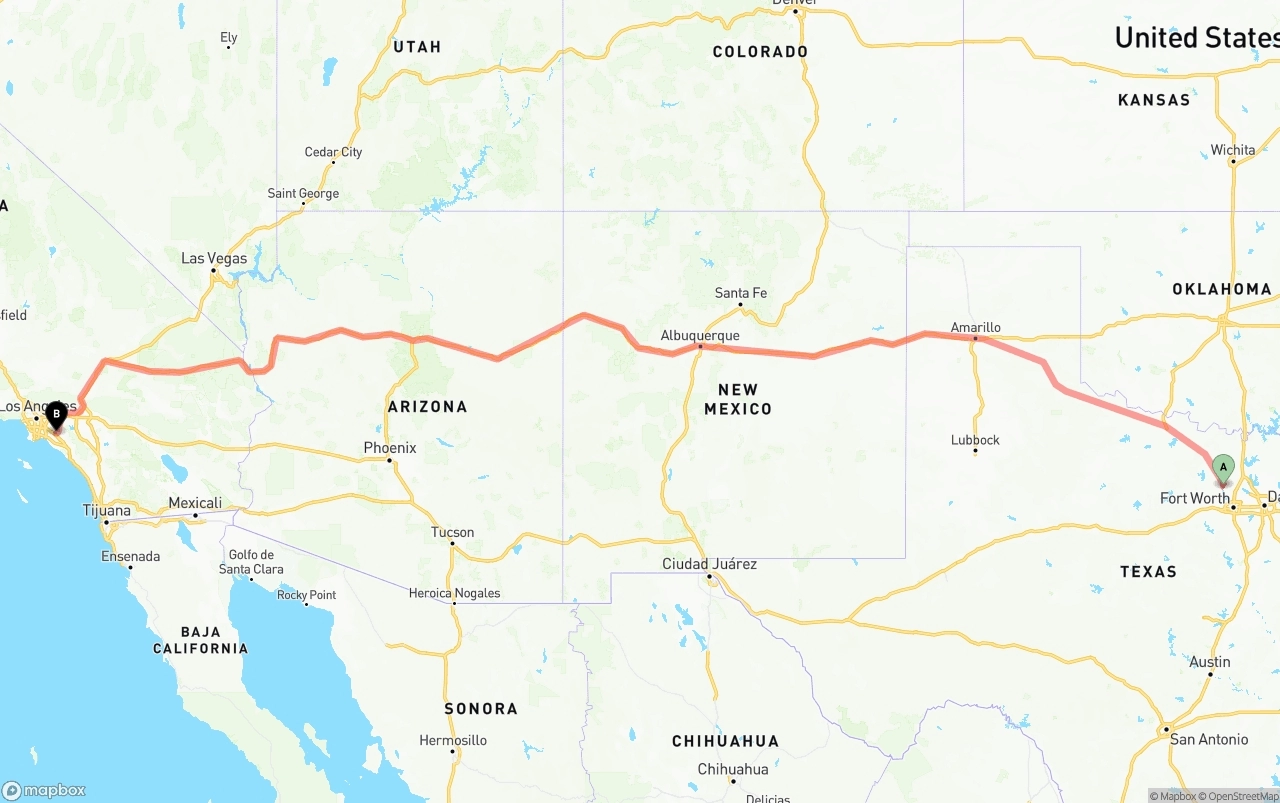 Shipping route from Aurora to Anaheim