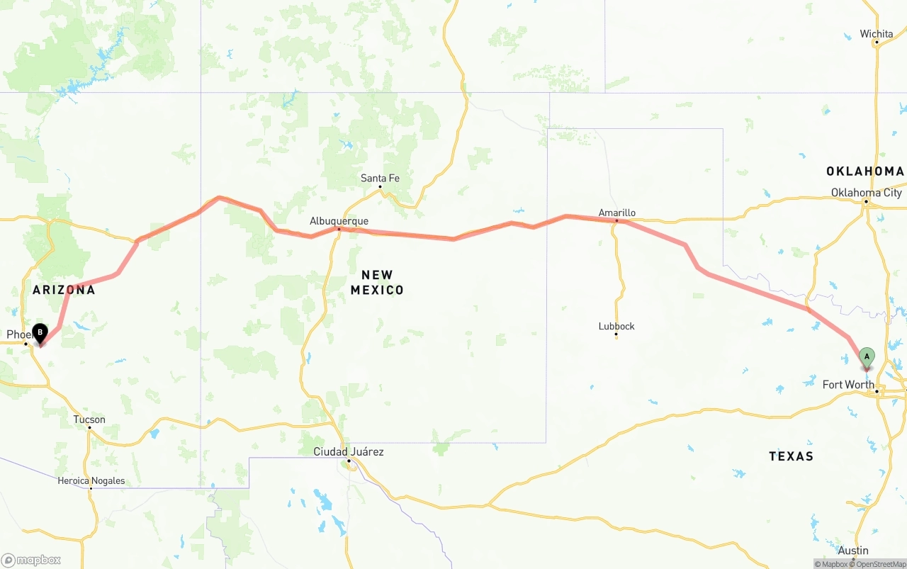 Shipping route from Aurora to Mesa