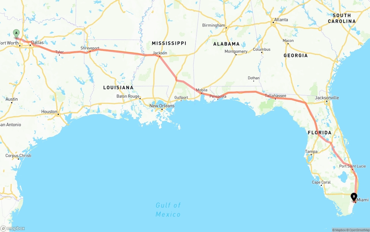 Shipping route from Aurora to Miami International Airport