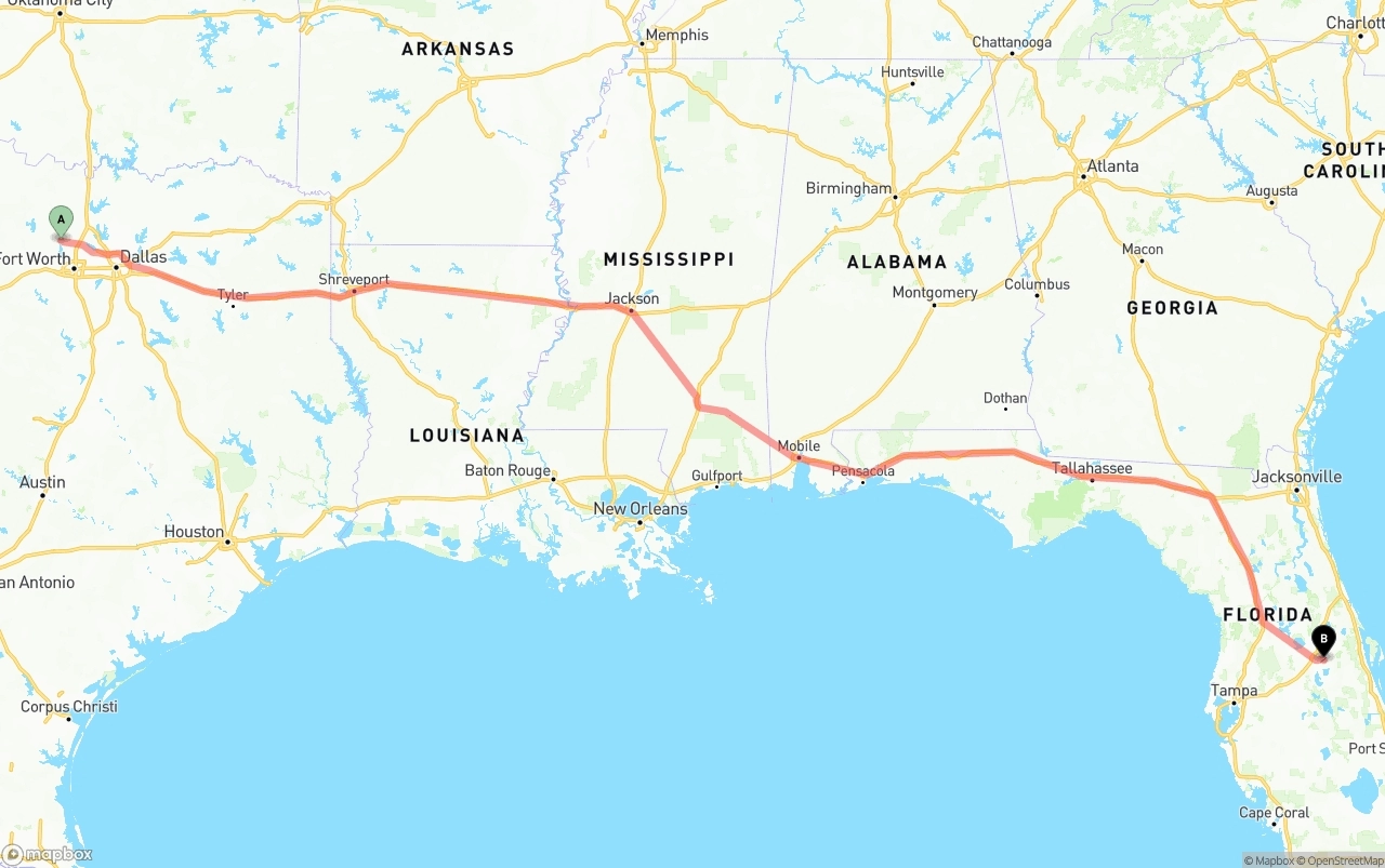 Shipping route from Aurora to Orlando International Airport