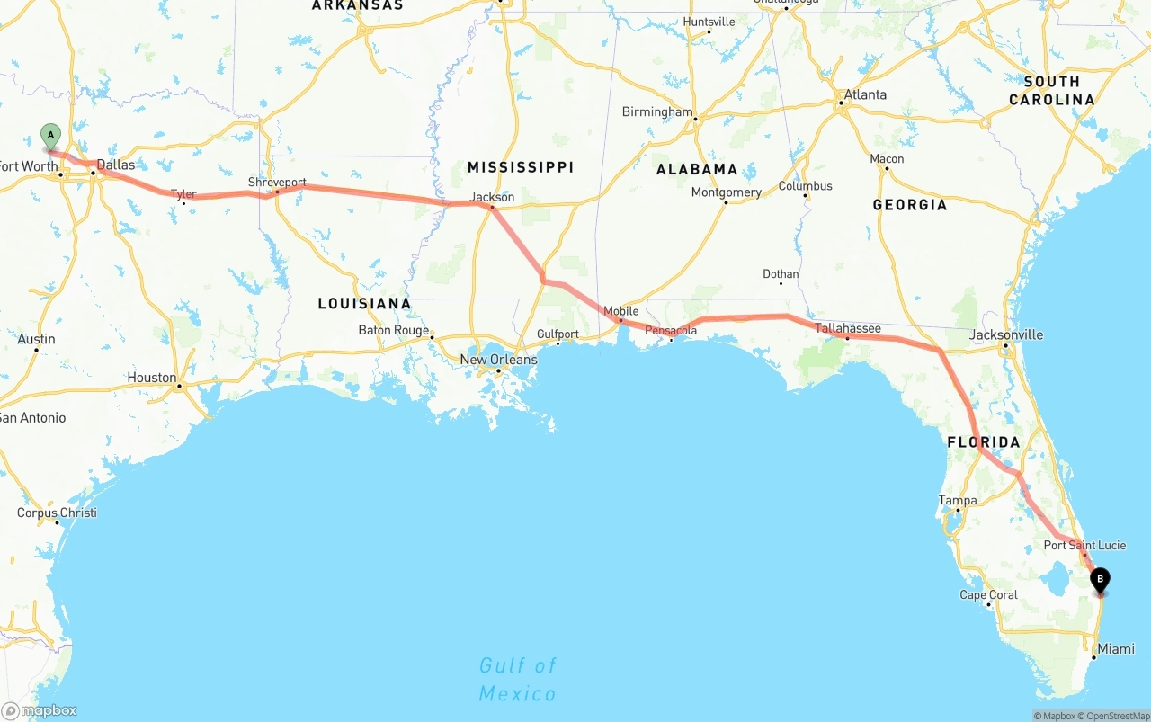 Shipping route from Aurora to Palm Beach International Airport