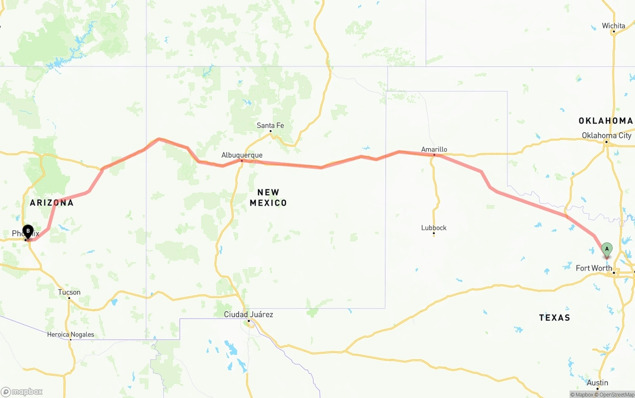 Shipping route from Aurora to Phoenix Sky Harbor International Airport