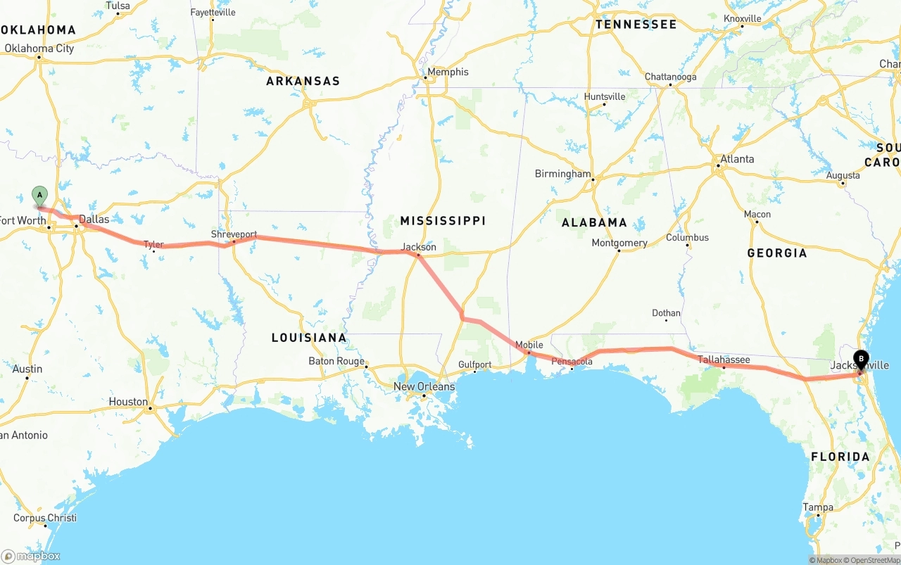 Shipping route from Aurora to Port of Jacksonville