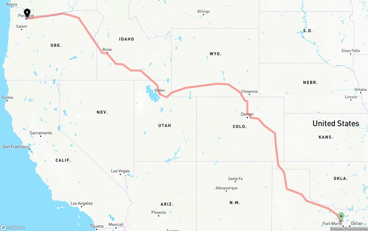 Shipping route from Aurora to Port of Portland