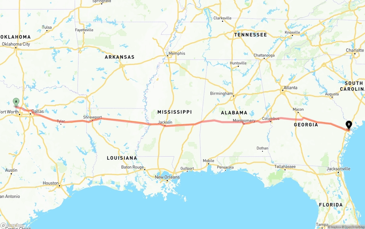 Shipping route from Aurora to Port of Savannah