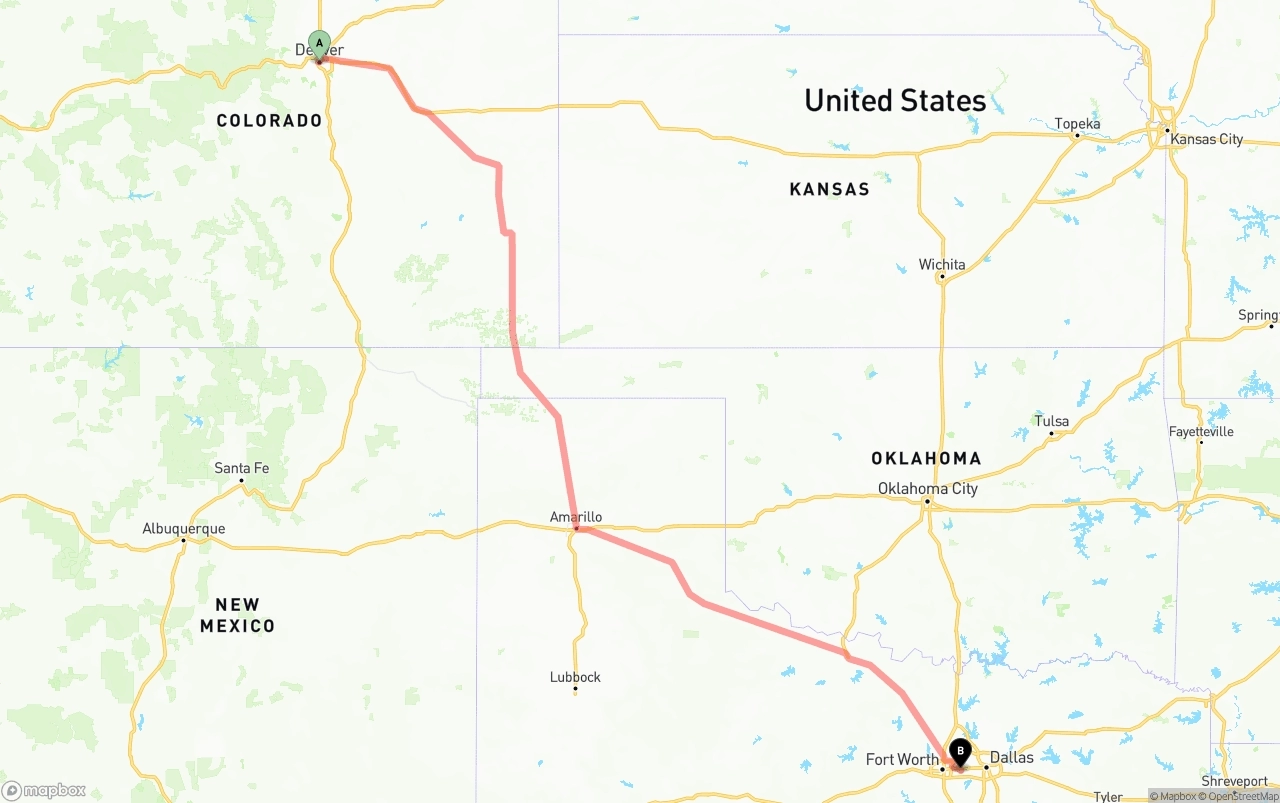 Shipping route from Denver to Arlington