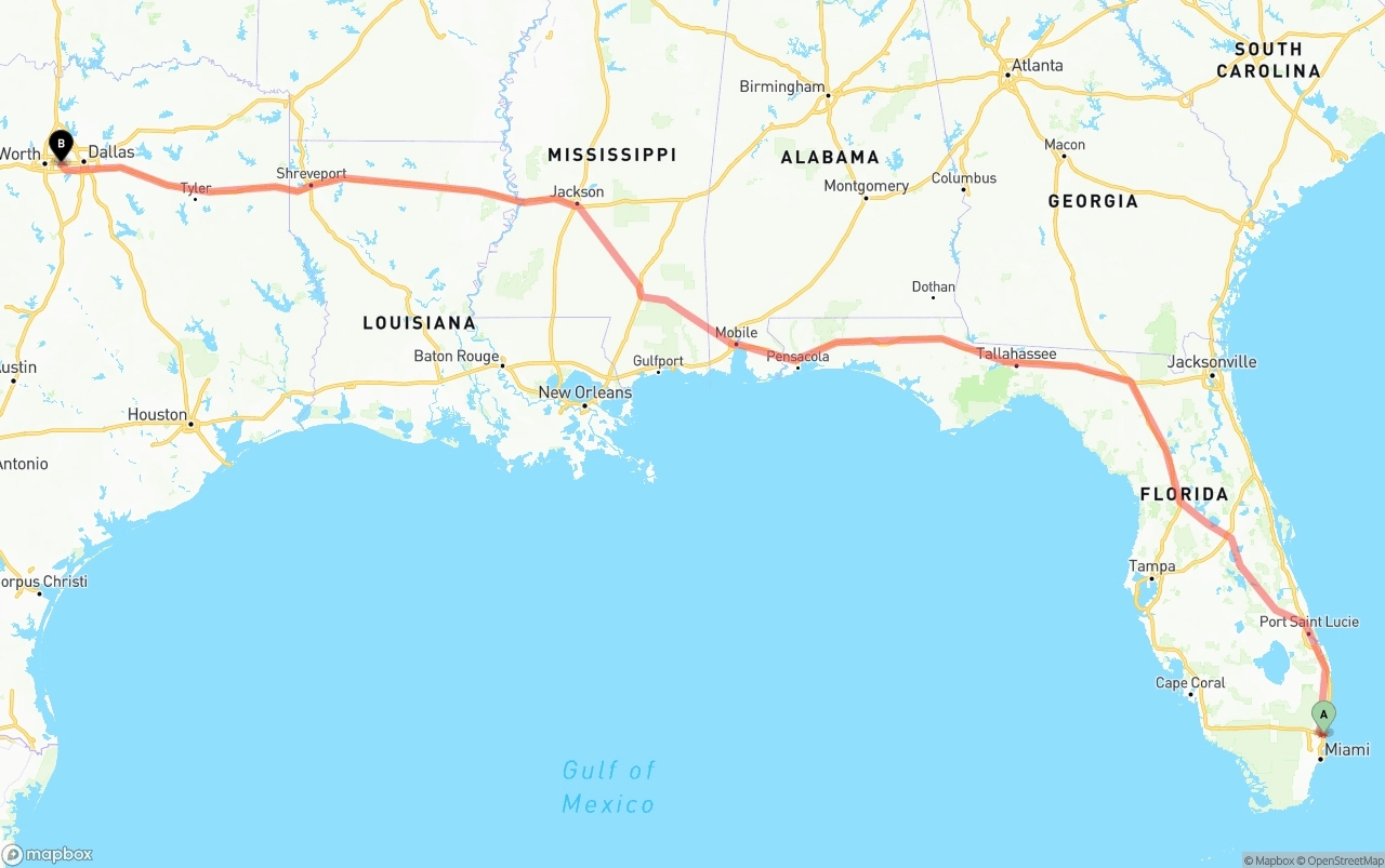Shipping route from Fort Lauderdale-Hollywood International Airport to Arlington