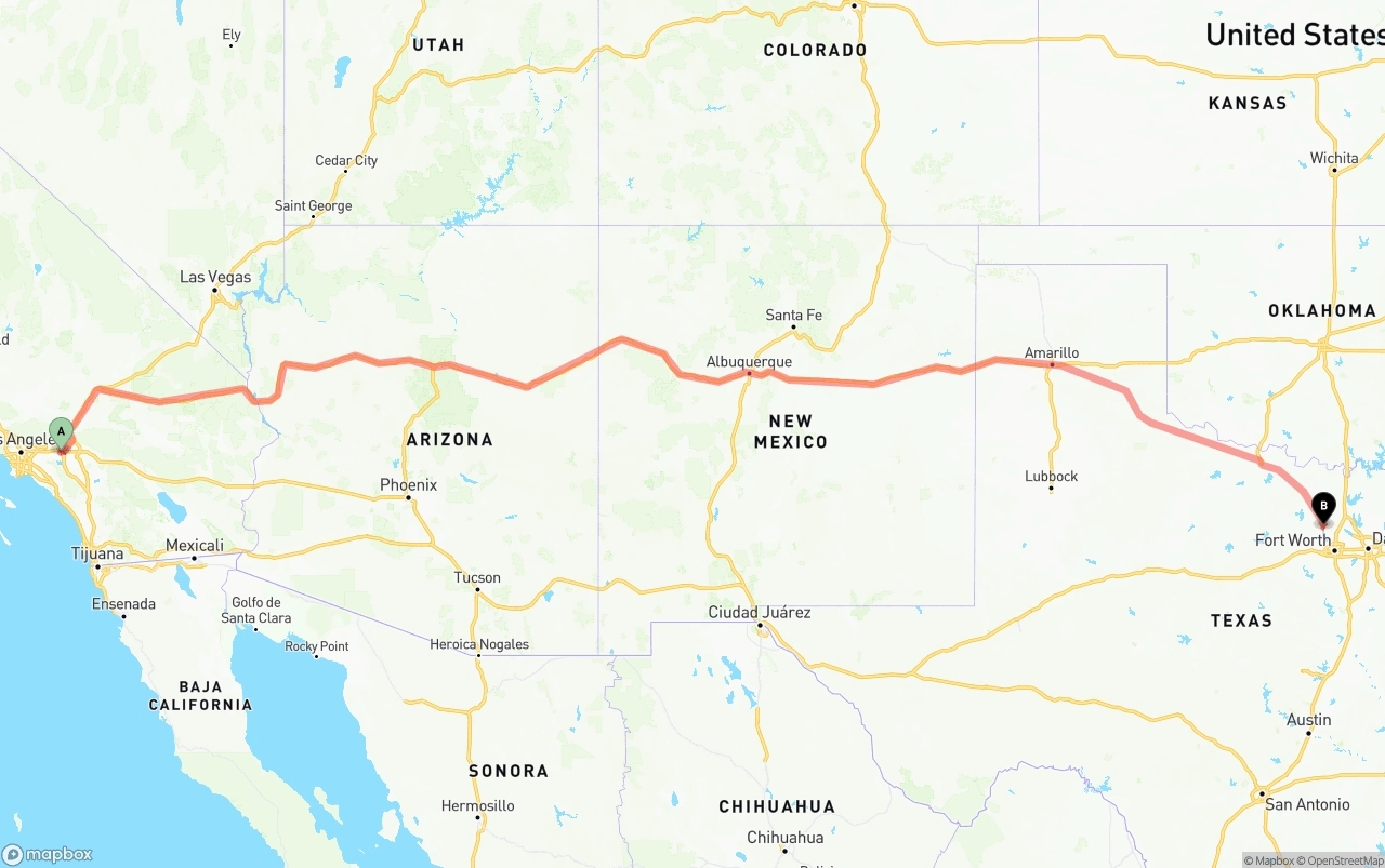 Shipping route from Ontario International Airport to Aurora
