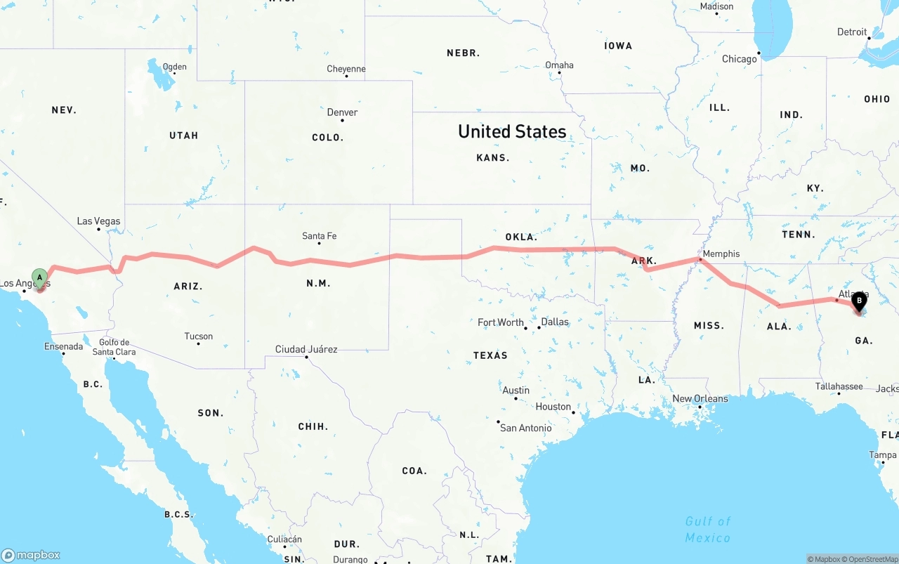 Shipping route from Ontario International Airport to Georgia