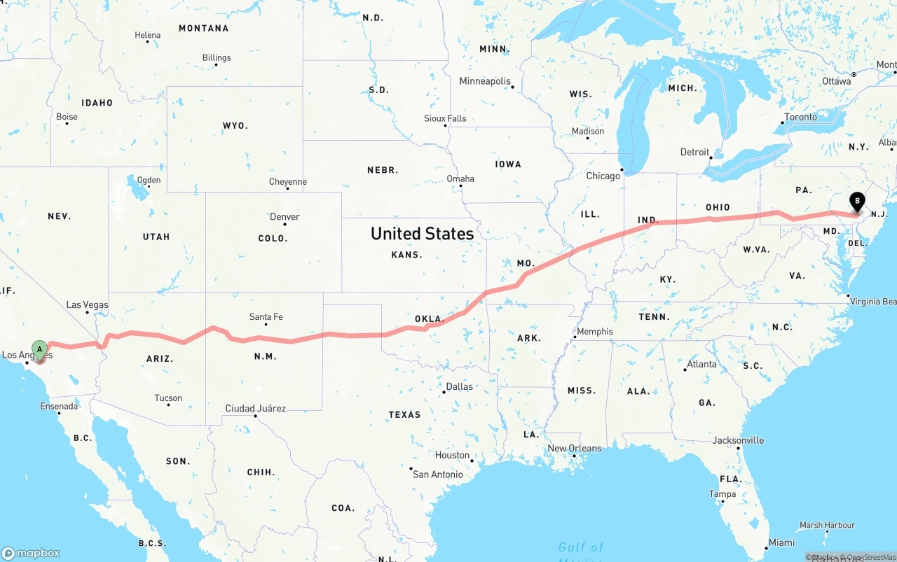 Shipping route from Ontario International Airport to Phoenix