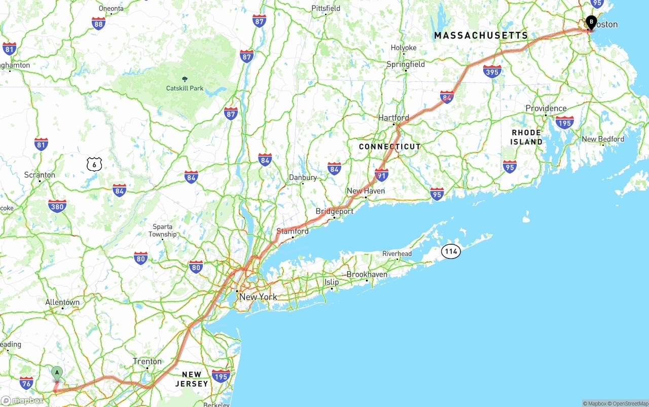 Shipping route from Phoenix to Port of Boston