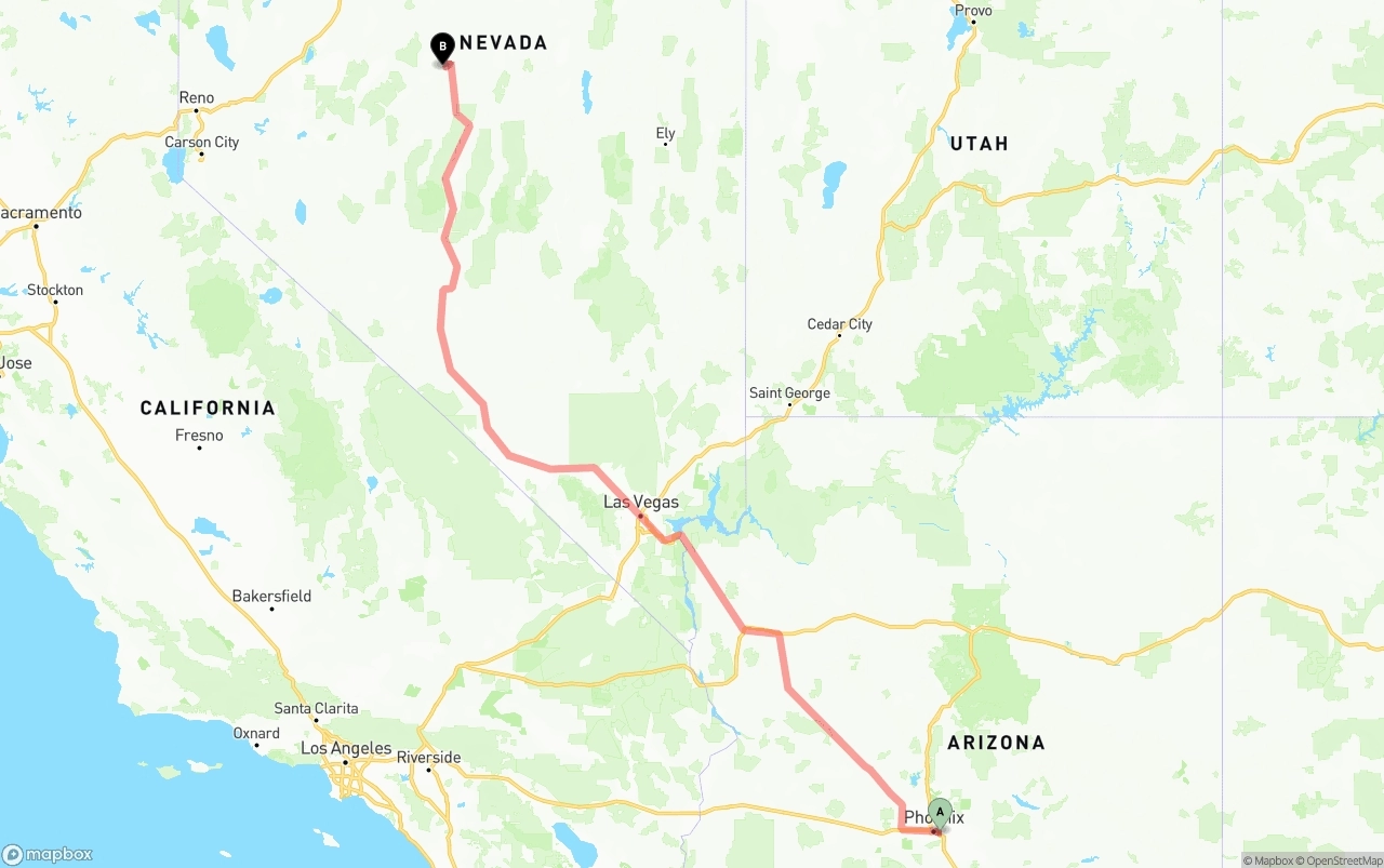 Shipping route from Phoenix Sky Harbor International Airport to Nevada