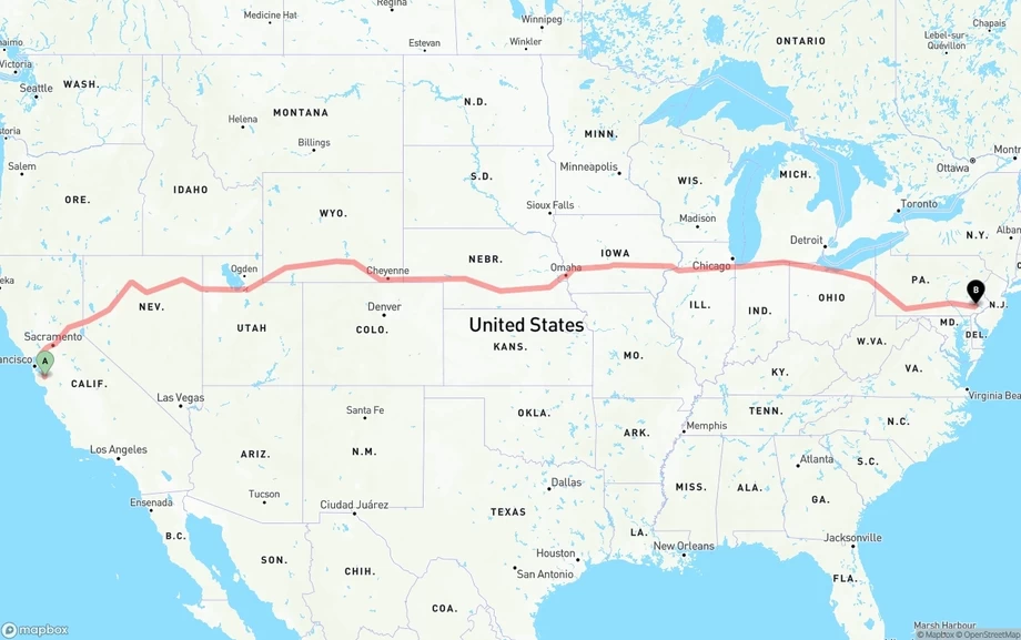 San Jose to Phoenix freight shipping route map
