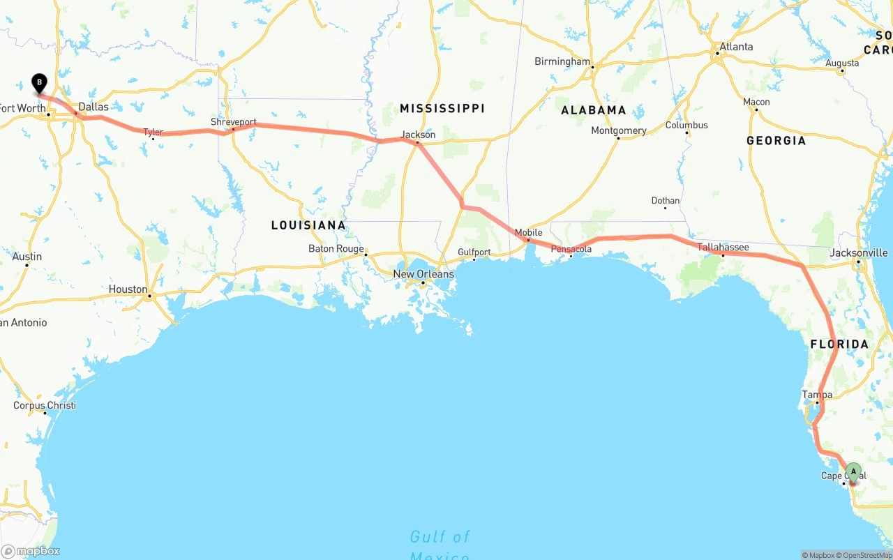 Shipping route from Southwest Florida International Airport to Aurora