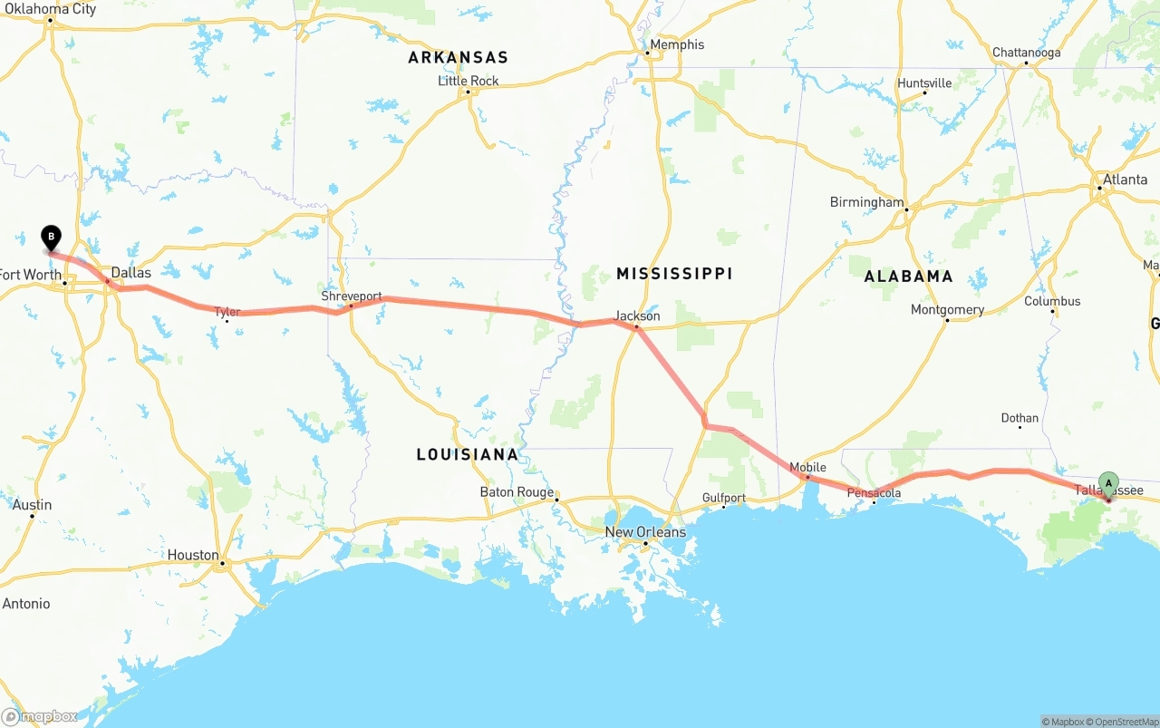 Shipping route from Tallahassee to Aurora